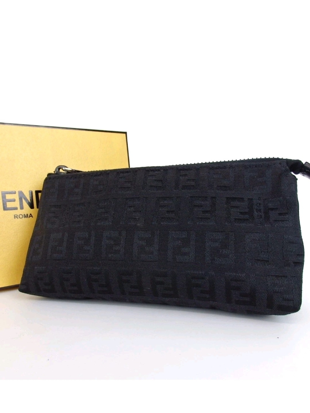 Fendi Black FF Jacquard Men's Pouch